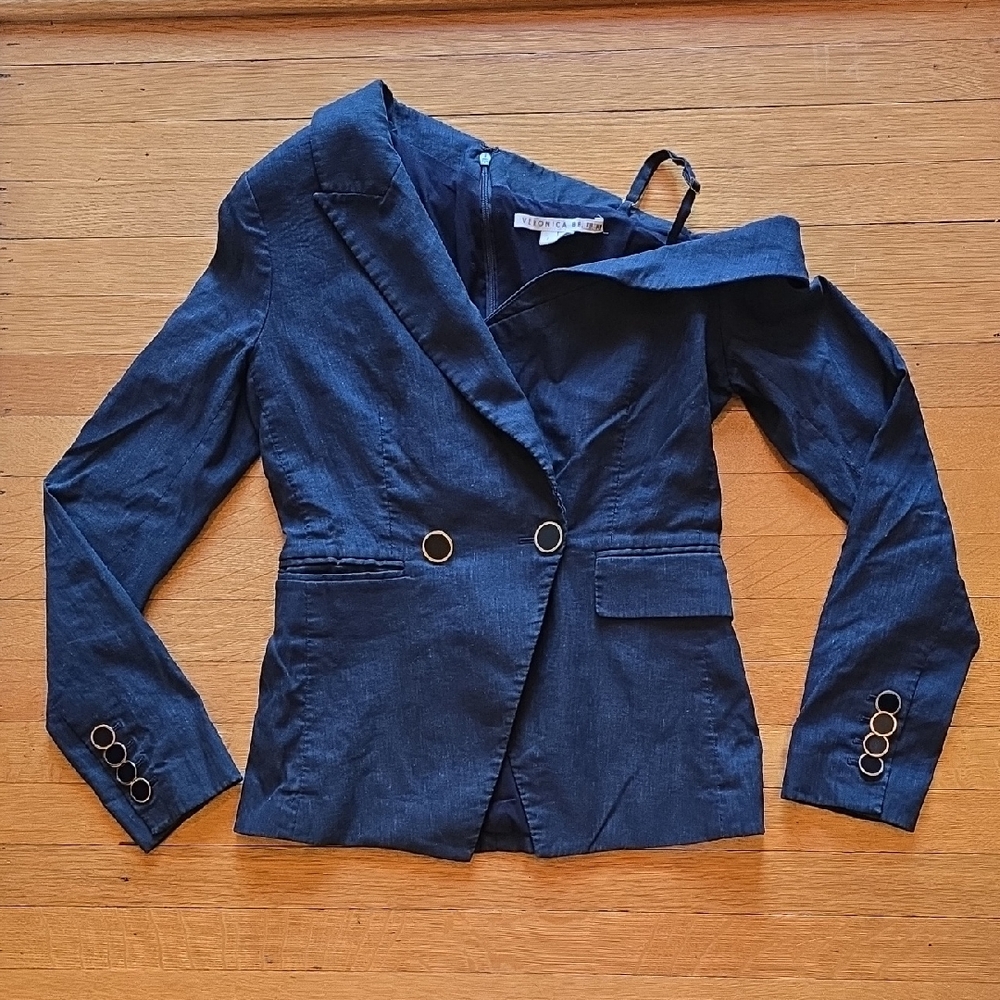 Veronica Beard, One-Shoulder Blazer Jacket, Navy, EUC, Women's 2